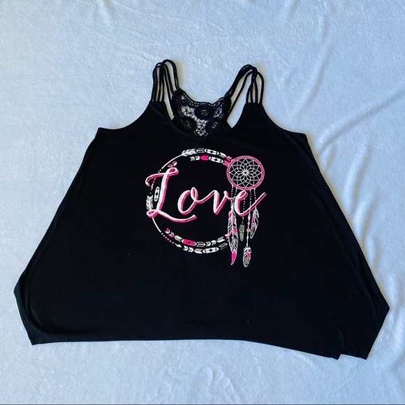 NOBO Tops - Dream Catcher “Love” Lace Tank